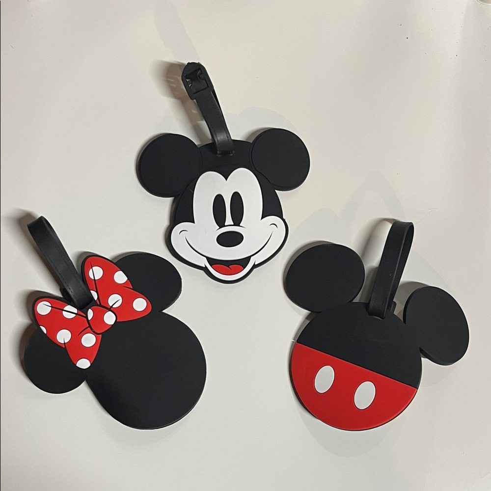 Disney Mickey & Minnie Silicone Luggage Tags - Black & Red